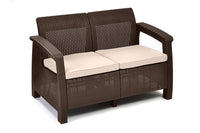 All Weather Indoor Outdoor Patio Love Seat Couch With Cushions - Perfect for Balcony, Deck, and Poolside Seating