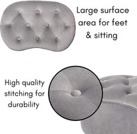 HOME Tufted Oblong Grey Ottoman Velvet Foot Stool