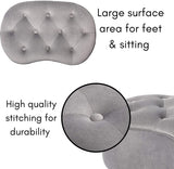 HOME Tufted Oblong Grey Ottoman Velvet Foot Stool