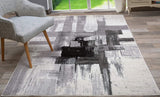 Abstract Black Gray Ivory Area Rug