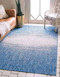 Outdoor Modern Collection Distressed Gradient Transitional Blue Area Rug