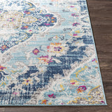 Antioch Blue Traditional Medallion Soft Area Rug