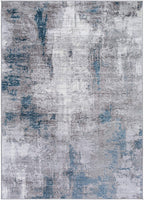 Houda Modern Abstract Area Rug, Aqua/Gray