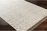 Bohemian Moroccan Soft Area Rug, Ivory Charcoal