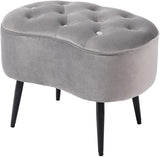 HOME Tufted Oblong Grey Ottoman Velvet Foot Stool