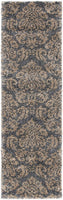 Damask Plush 1.2-inch Thick Shag Area Rug, Grey / Beige