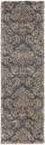 Damask Plush 1.2-inch Thick Shag Area Rug, Grey / Beige