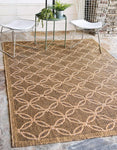 Trellis Geometric Border Indoor/ Outdoor Flat Weave Light Brown/ Brown