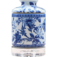 Sara 17"H Blue and White Chrysanthemum Jar Accent Table Lamp