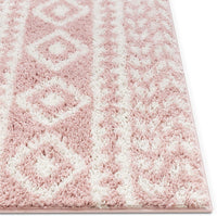 Tribal Diamond Stripes Pink Soft Shag Area Rug