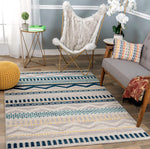 Contemporary Bohemian Blue Gray Ivory Area Rug