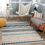 Contemporary Bohemian Blue Gray Ivory Area Rug