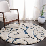 Premium Swirl Thick Plush Cream/Blue   Area Shag Rug