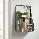 Manitoba Matte Gray Metal and Brown Wood Wall Shelf