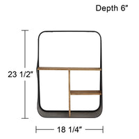 Manitoba Matte Gray Metal and Brown Wood Wall Shelf