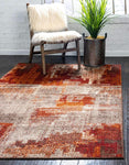 Rustic Casual Warm Toned Abstract Multi Soft Rug