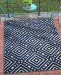 Geometric Blue Gray High Traffic Stain Resistant Indoor Outdoor Area Rug