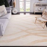 Modern Wave Distressed Soft Area Rug, Cream / Champagne