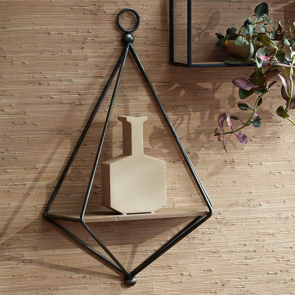 Topeka Matte Gray and Brown Triangular Wall Shelf