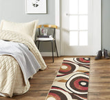 Contemporary Abstract Brown Red Soft Area Rugs