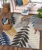 Floral Gray Multi High Traffic Stain Resistant Indoor Outdoor Area Rug