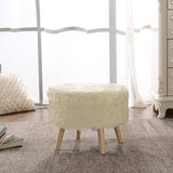 Collection 17" Square Ottoman | Super Soft Decorative Off White Faux Fur Foot Stool