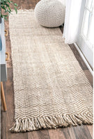 Natural Wavy Chevron Jute Area Rug