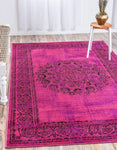 Modern Traditional Vintage Distressed Fuchsia Soft Area Rug