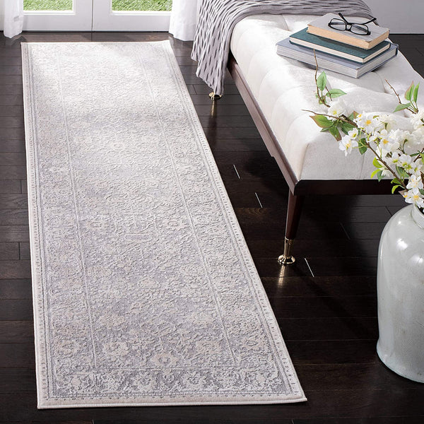 Reflection Collection Vintage Distressed Soft Area Rug Light Grey / Cream
