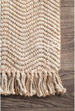 Natural Wavy Chevron Jute Area Rug