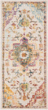 Boho Chic Oriental Medallion Area Rug, Light Blue / Grey