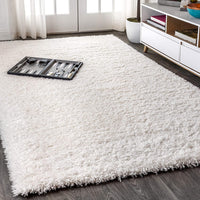 Aydin Plush Shag Mingled Gray/Ivory Soft Area Rug