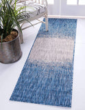 Outdoor Modern Collection Distressed Gradient Transitional Blue Area Rug