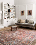 Loren Collection Vintage Printed Persian Soft Area Rug 1'-6" x 1'-6" Square  Brick/Midnight