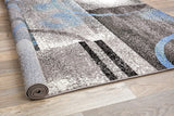 Abstract Gray Blue Ivory Circles Area Rug