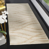 Modern Wave Distressed Soft Area Rug, Cream / Champagne