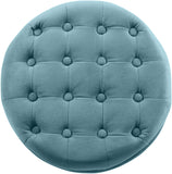 Pop by Kinfine Fabric Upholstered Round Storage Ottoman - Velvet Button Tufted Ottoman with Removable Lid, Burgundy