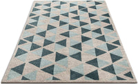 Modern Construct Triangles Geometric Blue Grey Area Rug