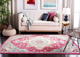 Boho Chic Medallion Distressed Soft Area Rug, Fuchsia / Blue