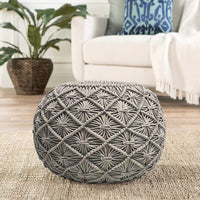 Ottoman Hand Knitted Cable Style Dori Pouf - Macramé Pouf - Cotton Braid Cord