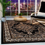 Siesta Collection Oriental Indoor Area Rug Black Beige