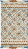 Blossom Collection BLM420A Handmade Fringe Premium Wool Area Rug, Light Beige / Blue