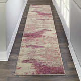 Modern Abstract Area Rug Ivory/Pink,
