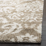 Damask Plush 1.2-inch Thick Area Shag Rug, Beige / Cream