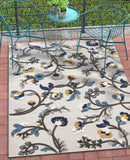Darla Floral Grey Indoor/Outdoor Area Rug Stain Resistant Modern Carpet