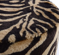 Tiger Stripe Ottoman and Footstool 13" Round Decorative Faux Fur Stool