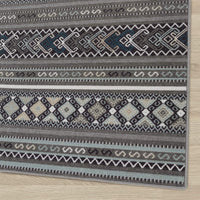 Moroccan Geometric Low Profile Pile Indoor Area Rugs Gray