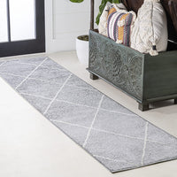 JONATHAN Y Minimalist Diamond Trellis soft Area Rug Bedroom Kitchen Multi/White