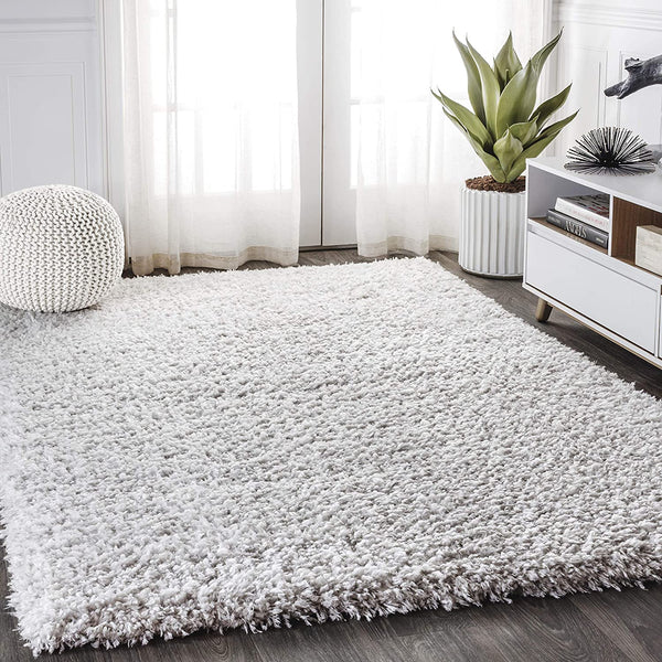 Aydin Plush Shag Mingled Gray/Ivory Soft Area Rug