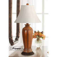 Regency Hill Scalloped Traditional Table Lamp with Convenience Socket